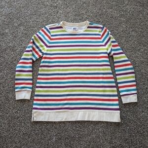 Lands End Striped Crewneck Sweater Sweatshirt Size Large